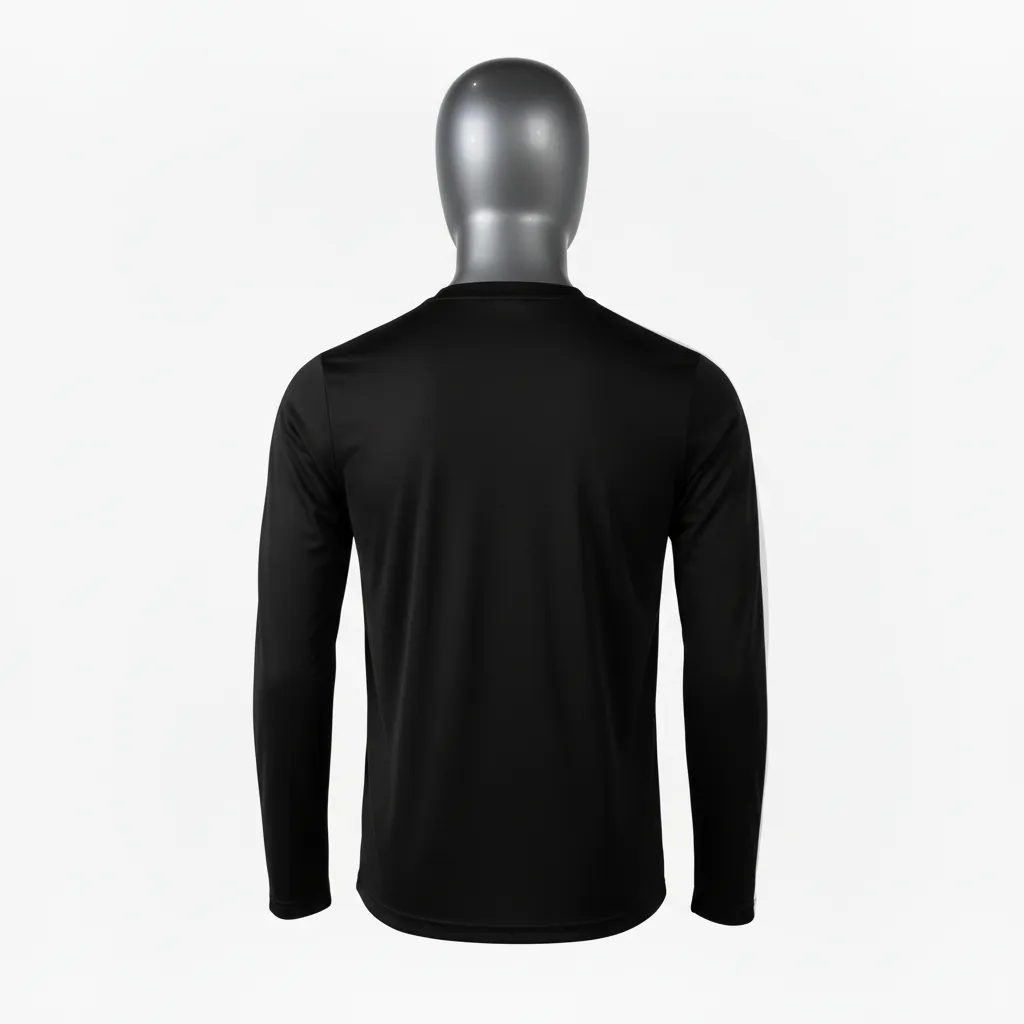 Custom Wrestling Long Sleeve Performance Shirt - Black, White - Stripe - Back View - Kinexa Sportswear