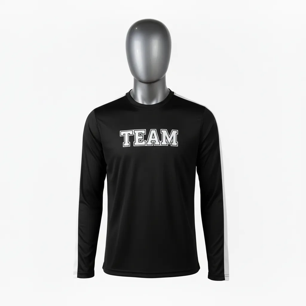 Custom Wrestling Long Sleeve Performance Shirt - Black, White - Stripe - Front View - Kinexa Sportswear