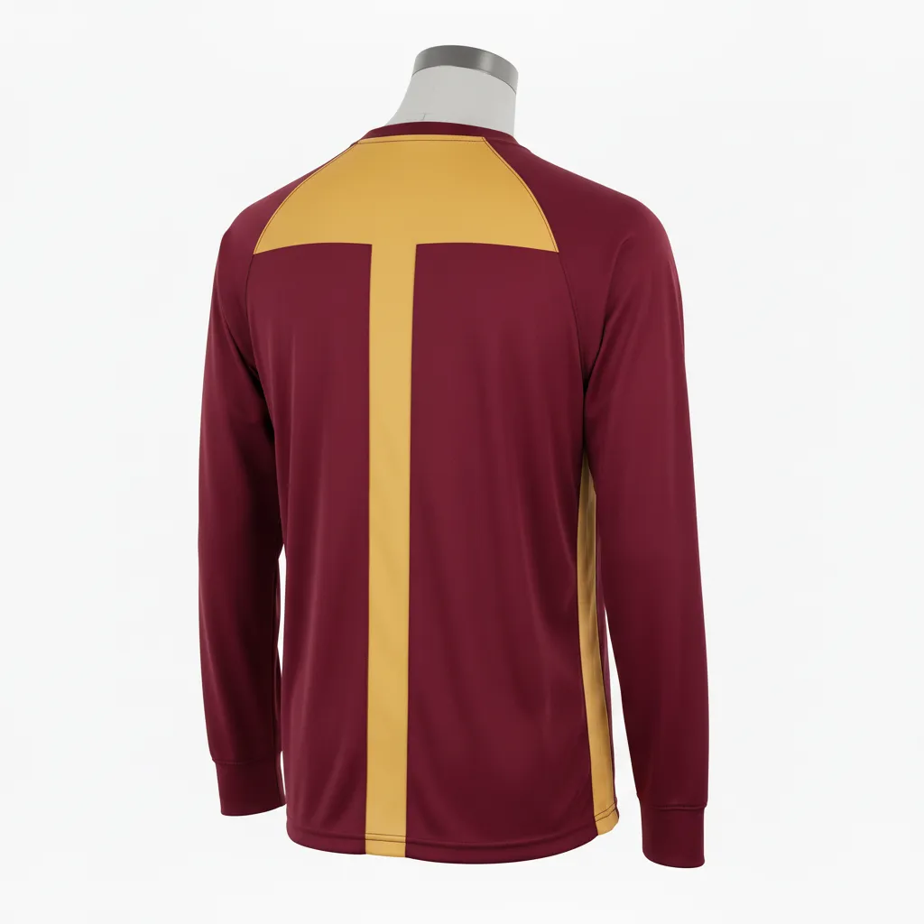 Custom Wrestling Long Sleeve Performance Shirt - Burgundy, Gold - Vegas Shoulder Panel - Back View - Kinexa Sportswear