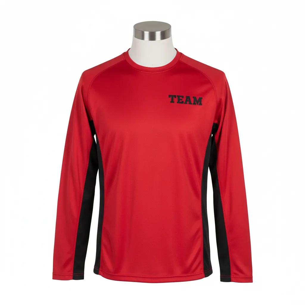 Custom Wrestling Long Sleeve Performance Shirt - Black - Cardinal Side Panel - Front View - Kinexa Sportswear