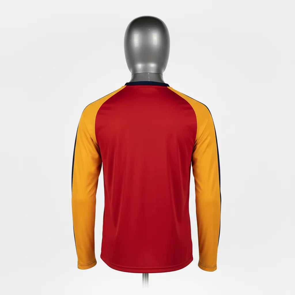 Custom Wrestling Long Sleeve Performance Shirt - Gold - Cardinal Vegas Stripe - Back View - Kinexa Sportswear