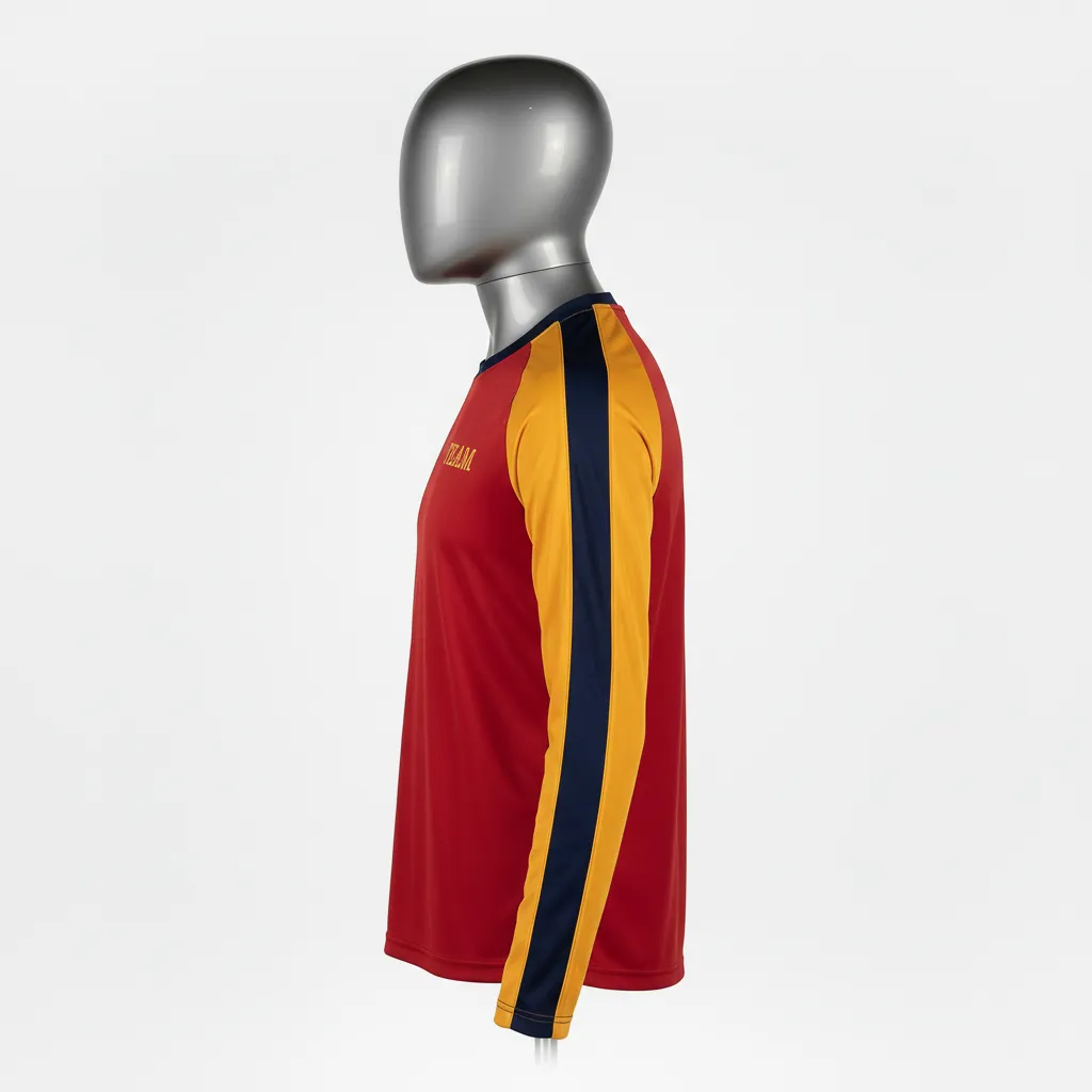 Custom Wrestling Long Sleeve Performance Shirt - Gold - Cardinal Vegas Stripe - Side View - Kinexa Sportswear