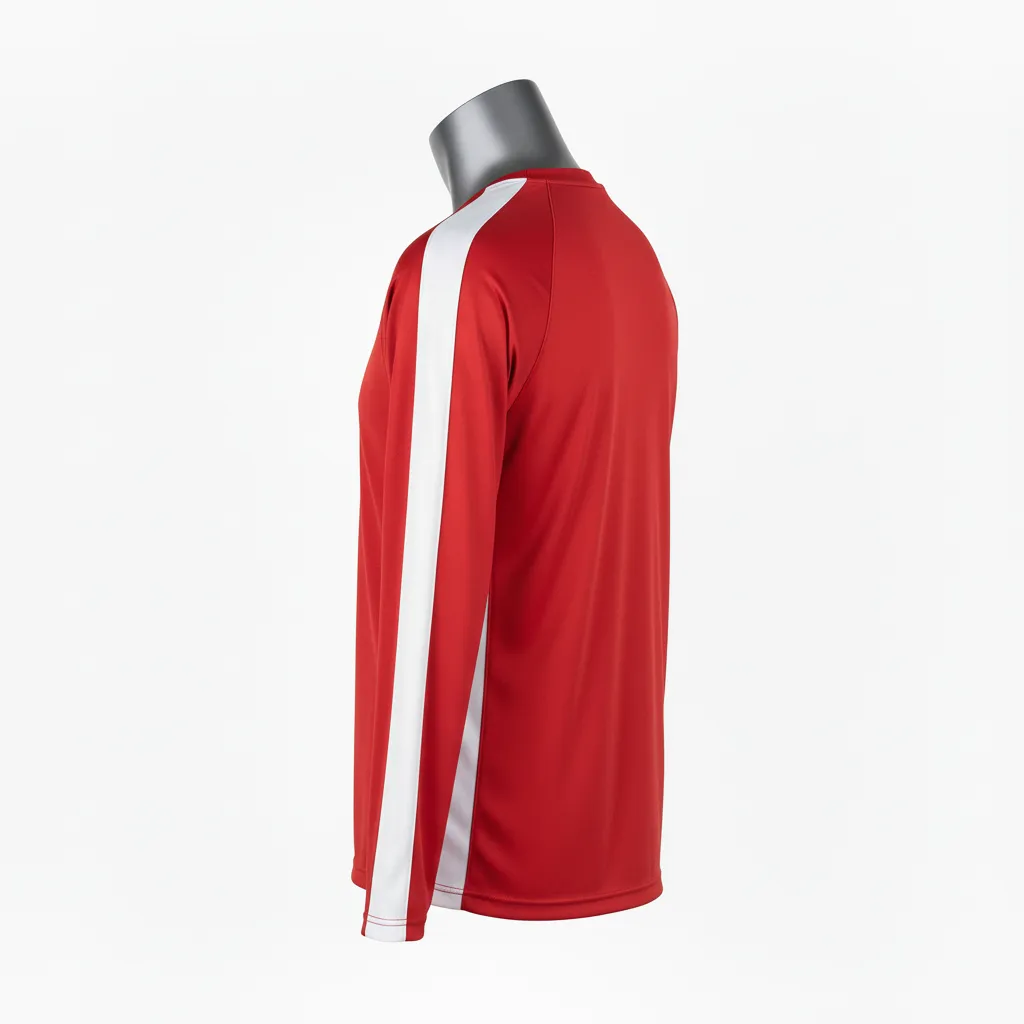 Custom Wrestling Long Sleeve Performance Shirt - White - Cardinal Stripe - Back View - Kinexa Sportswear