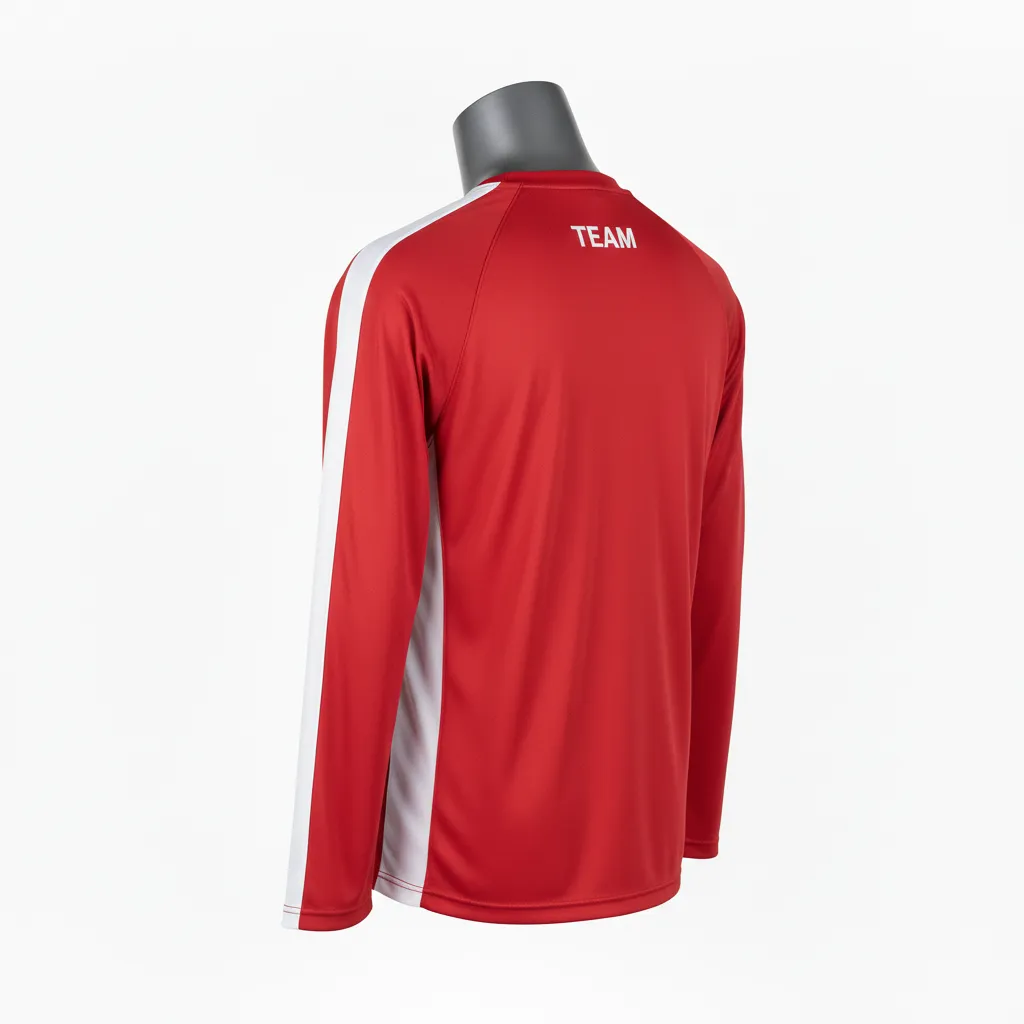 Custom Wrestling Long Sleeve Performance Shirt - White - Cardinal Stripe - Front View - Kinexa Sportswear
