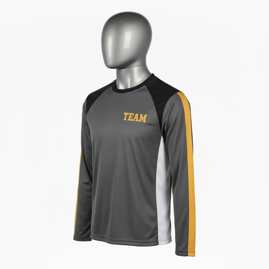 Custom Wrestling Long Sleeve Performance Shirt - Gold - Charcoal Vegas Stripe - Front View - Kinexa Sportswear