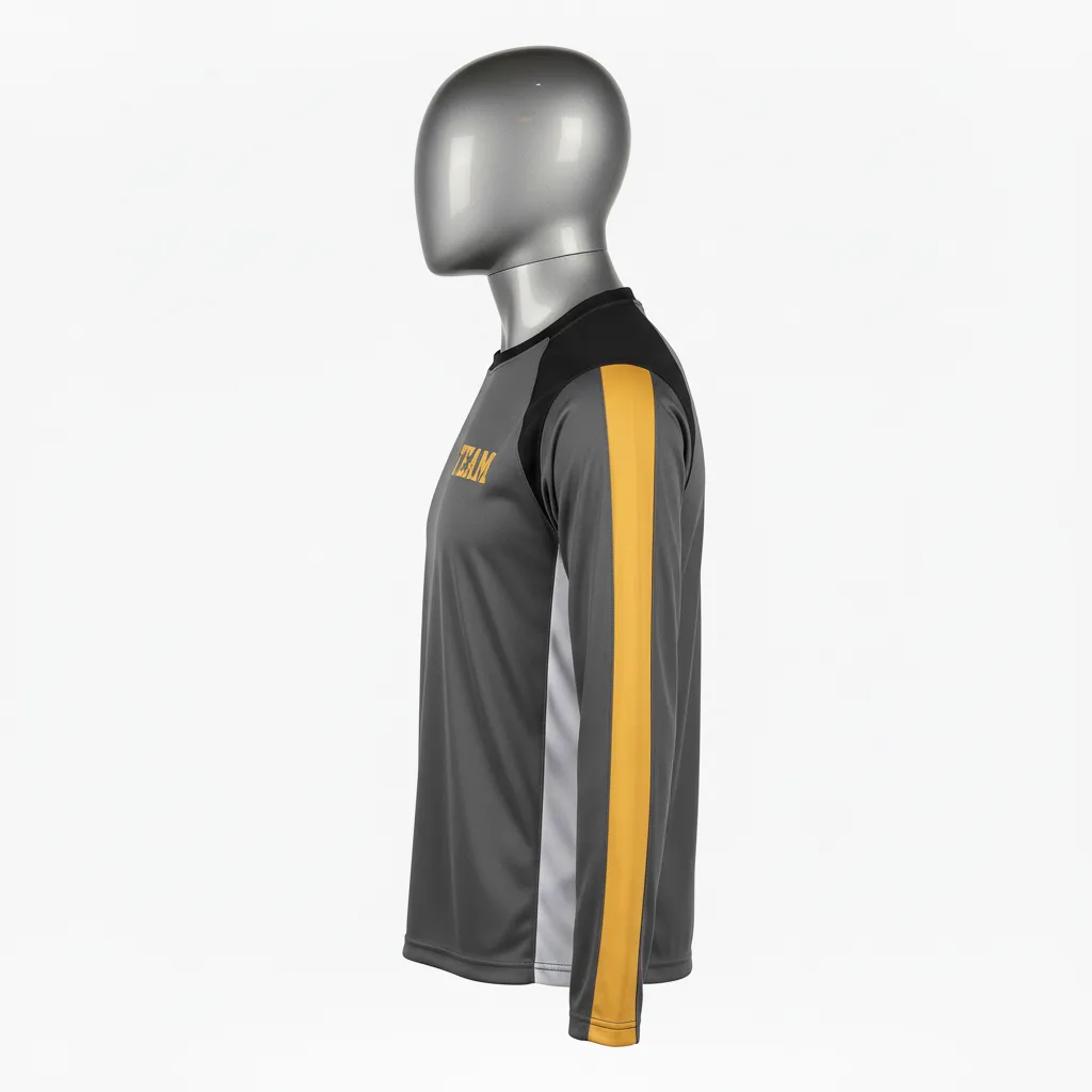 Custom Wrestling Long Sleeve Performance Shirt - Gold - Charcoal Vegas Stripe - Side View - Kinexa Sportswear