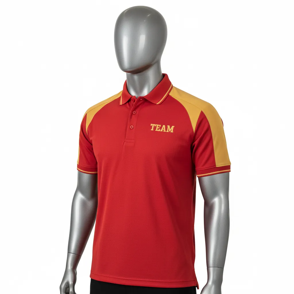 Custom Wrestling Performance Polo Shirt - Gold - Cardinal Vegas Shoulder Panel - Front View - Kinexa Sportswear