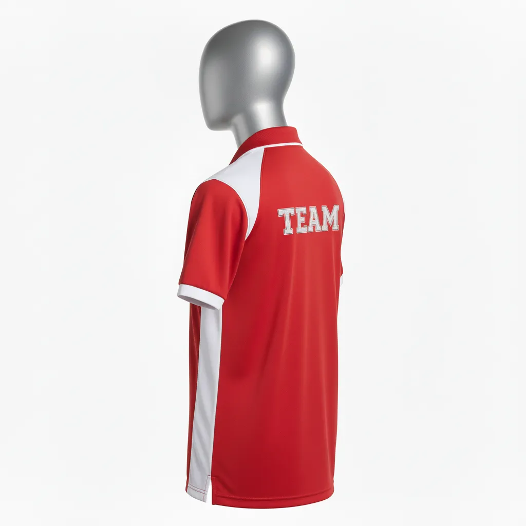 Custom Wrestling Performance Polo Shirt - White - Cardinal Shoulder Panel - Back View - Kinexa Sportswear