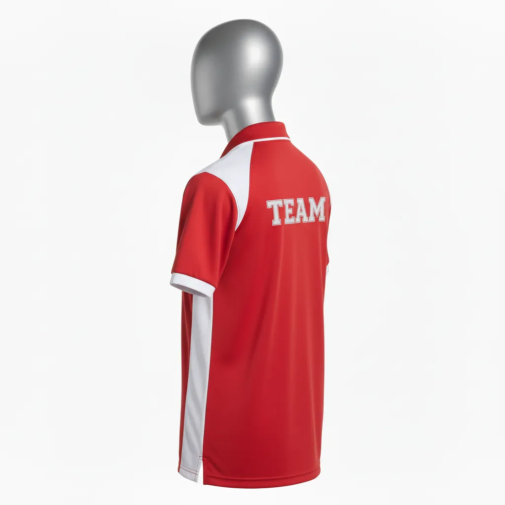 Custom Wrestling Performance Polo Shirt - White - Cardinal Shoulder Panel - Side View - Kinexa Sportswear