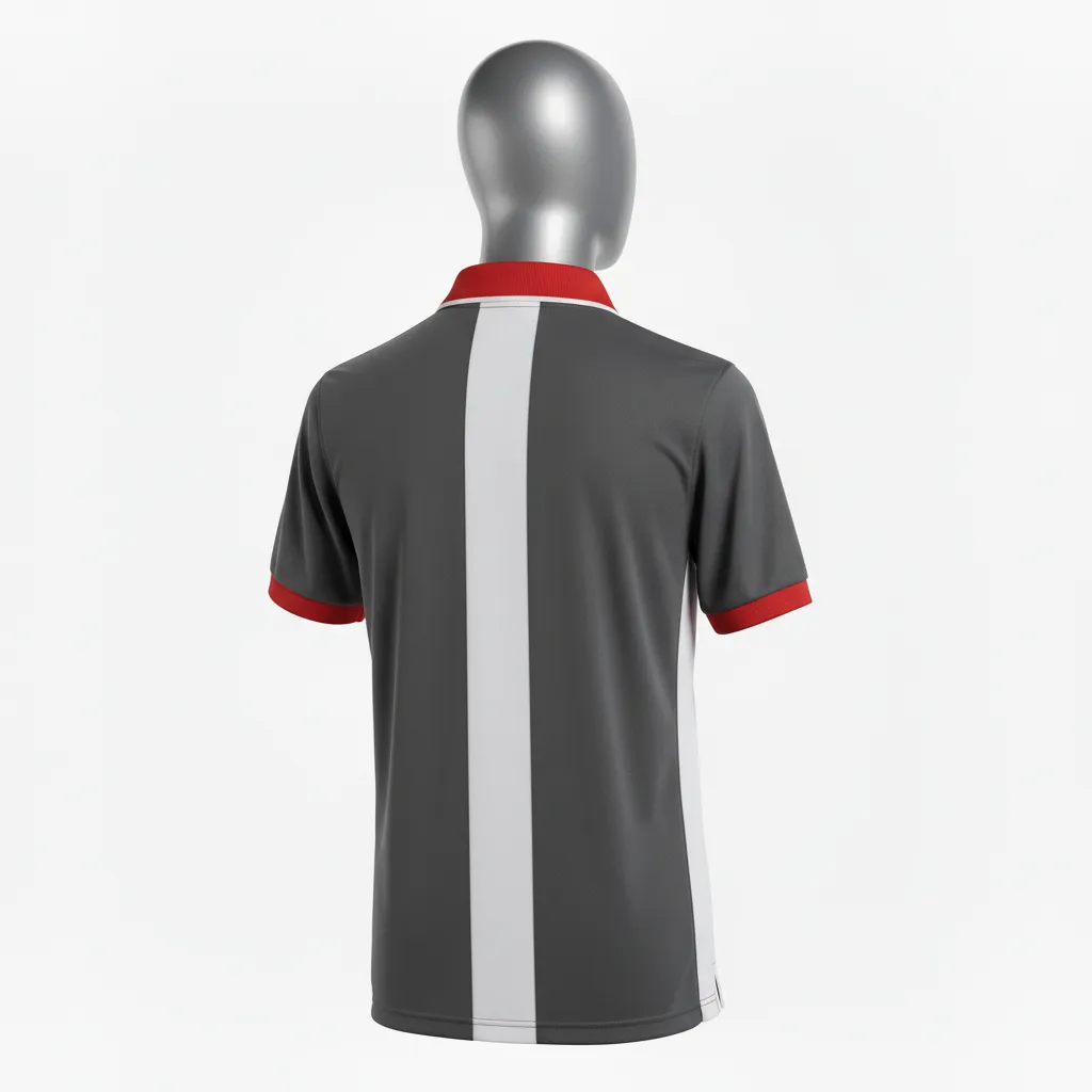 Custom Wrestling Performance Polo Shirt - Red - Charcoal Collar Trim - Back View - Kinexa Sportswear
