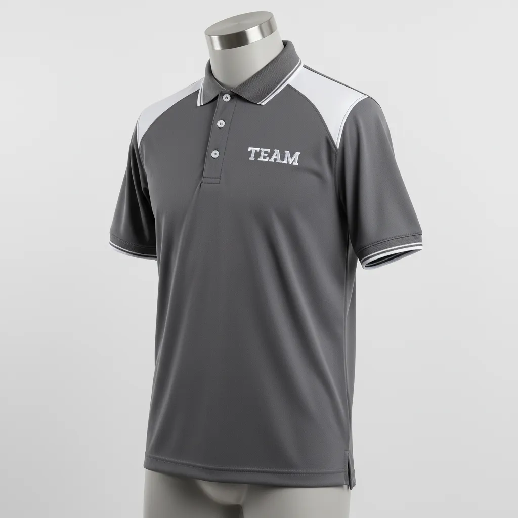 Custom Wrestling Performance Polo Shirt - White - Charcoal Shoulder Panel - Front View - Kinexa Sportswear