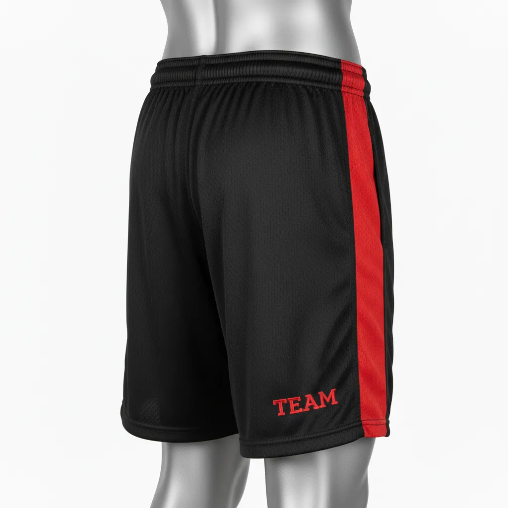 Custom Wrestling Practice Shorts - Black, Red - Panel - Back View - Kinexa Sportswear