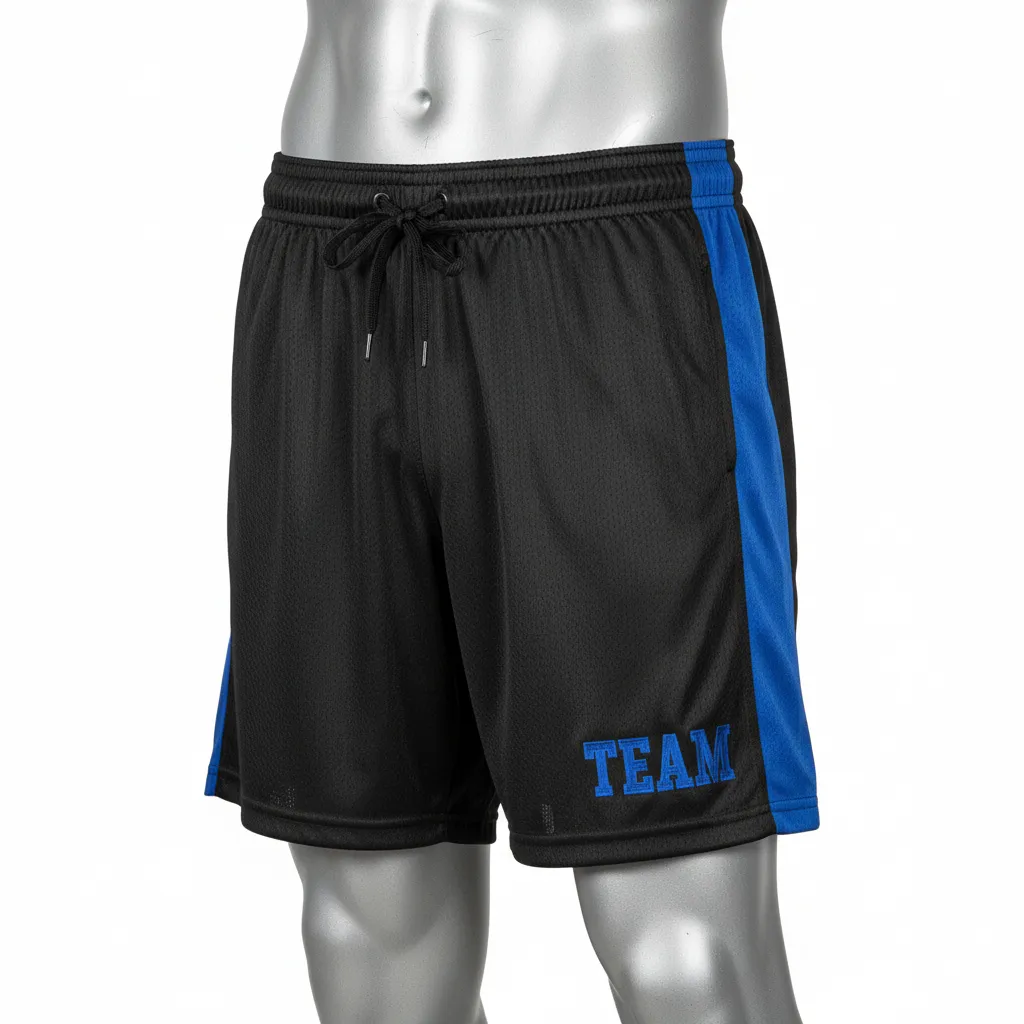 Custom Wrestling Practice Shorts - Black - Royal Panel - Front View - Kinexa Sportswear