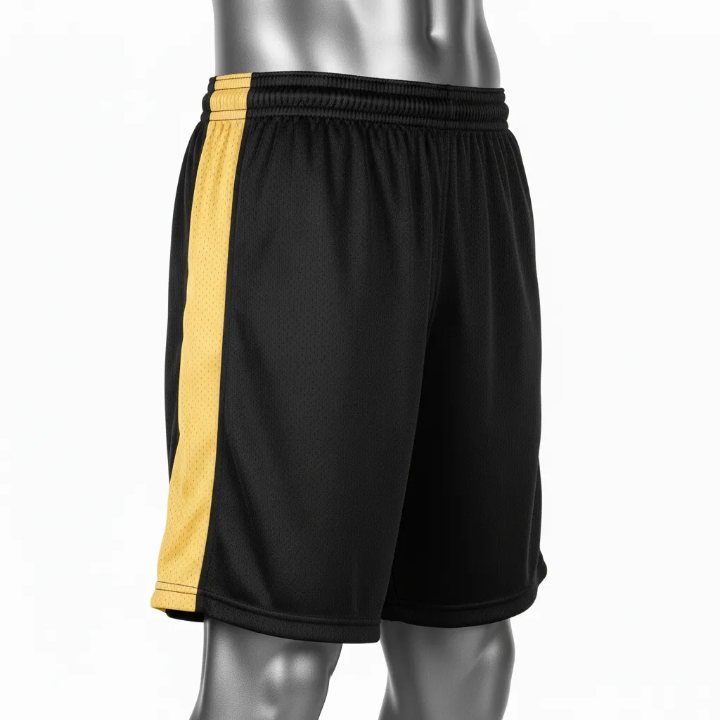 Custom Wrestling Practice Shorts - Black, Gold - Vegas Side Stripe - Back View - Kinexa Sportswear