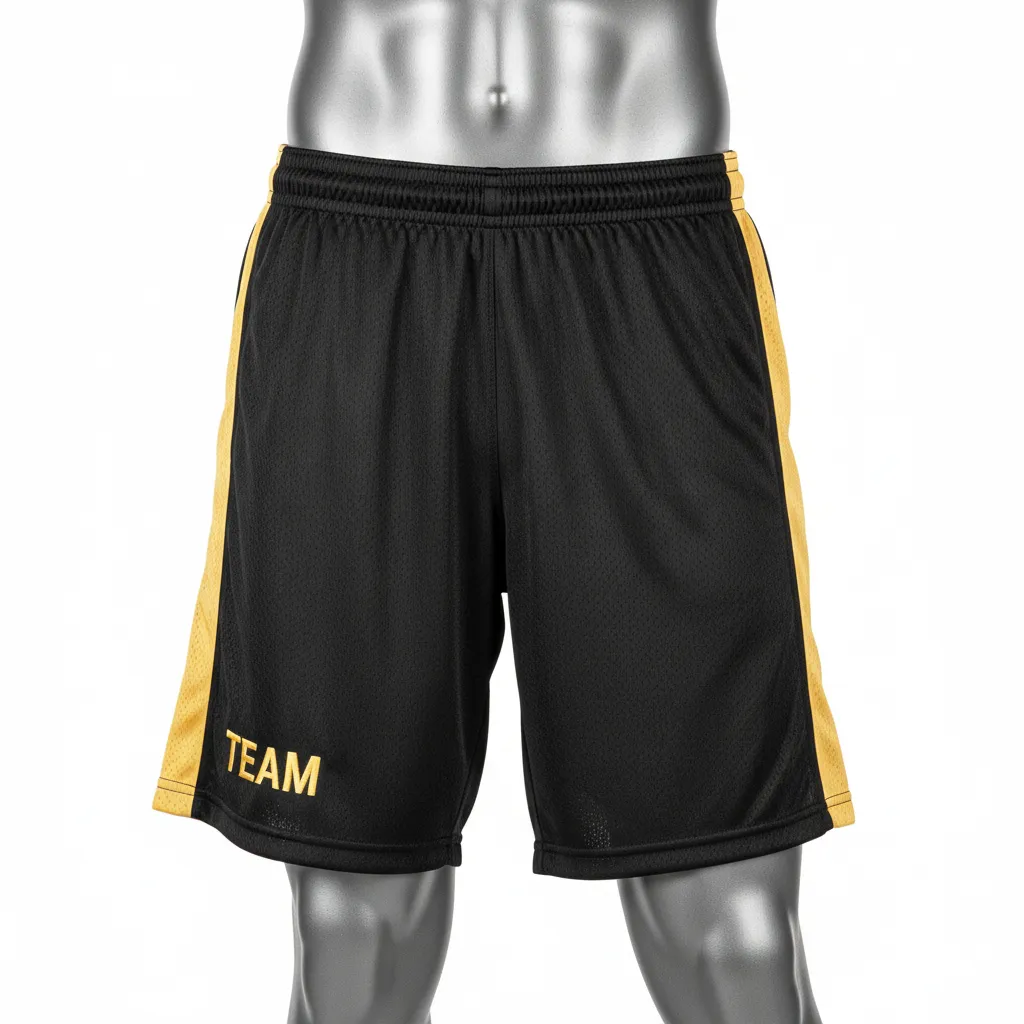 Custom Wrestling Practice Shorts - Black, Gold - Vegas Side Stripe - Front View - Kinexa Sportswear