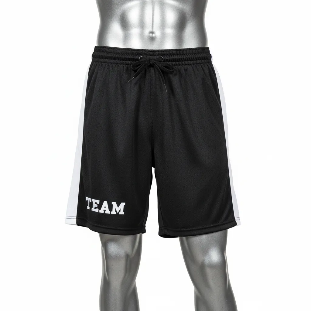 Custom Wrestling Practice Shorts - Black, White - Panel - Front View - Kinexa Sportswear