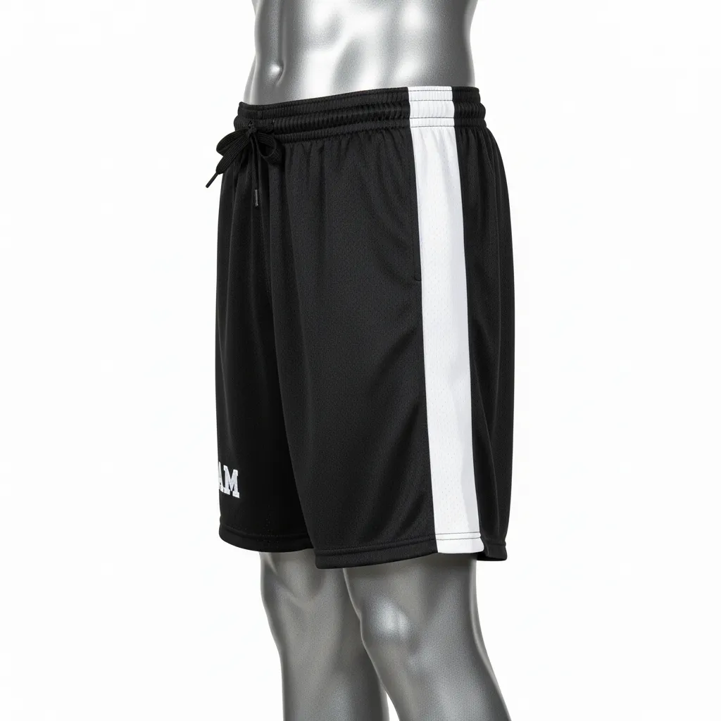 Custom Wrestling Practice Shorts - Black, White - Panel - Side View - Kinexa Sportswear