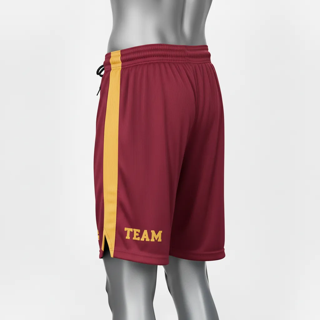 Custom Wrestling Practice Shorts - Burgundy, Gold - Vegas Panel - Front View - Kinexa Sportswear