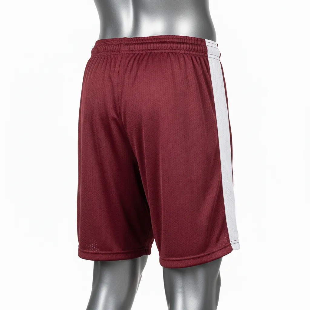 Custom Wrestling Practice Shorts - Burgundy, White - Panel - Back View - Kinexa Sportswear