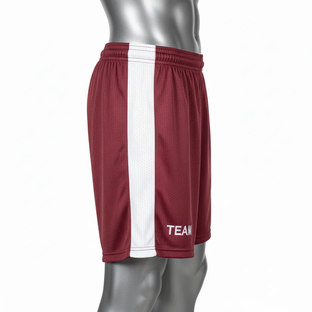 Custom Wrestling Practice Shorts - Burgundy, White - Panel - Side View - Kinexa Sportswear