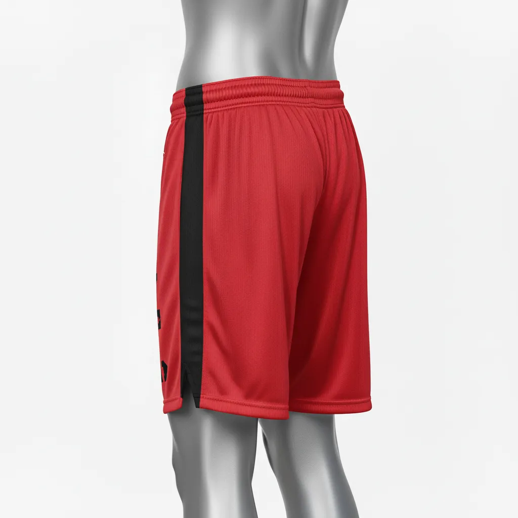 Custom Wrestling Practice Shorts - Black - Cardinal Panel - Back View - Kinexa Sportswear