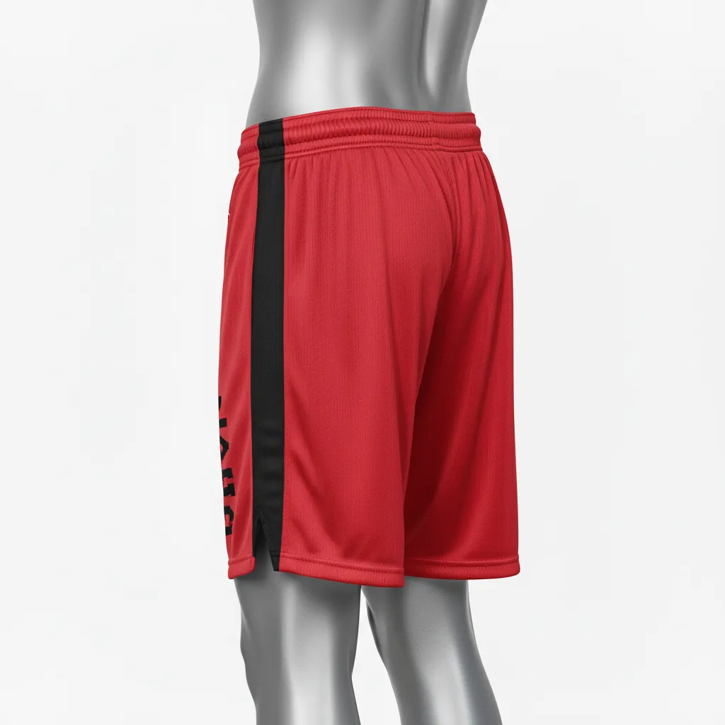 Custom Wrestling Practice Shorts - Black - Cardinal Panel - Side View - Kinexa Sportswear