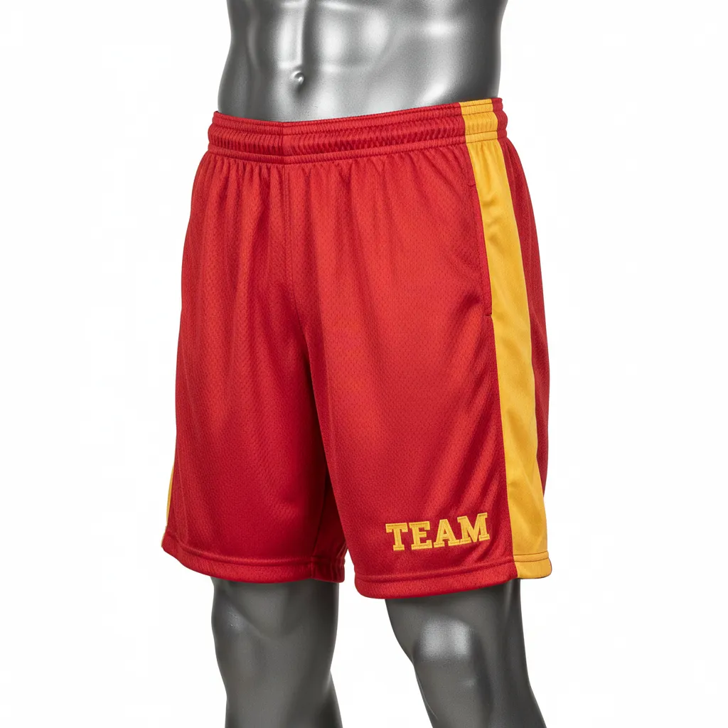 Custom Wrestling Practice Shorts - Gold - Cardinal Vegas Panel - Front View - Kinexa Sportswear