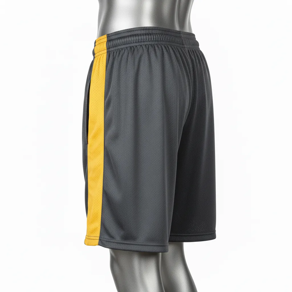 Custom Wrestling Practice Shorts - Gold - Charcoal Vegas Stripe - Back View - Kinexa Sportswear