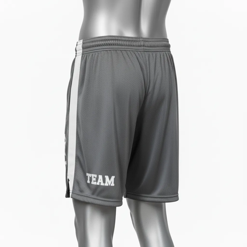 Custom Wrestling Practice Shorts - White - Charcoal Panel - Back View - Kinexa Sportswear