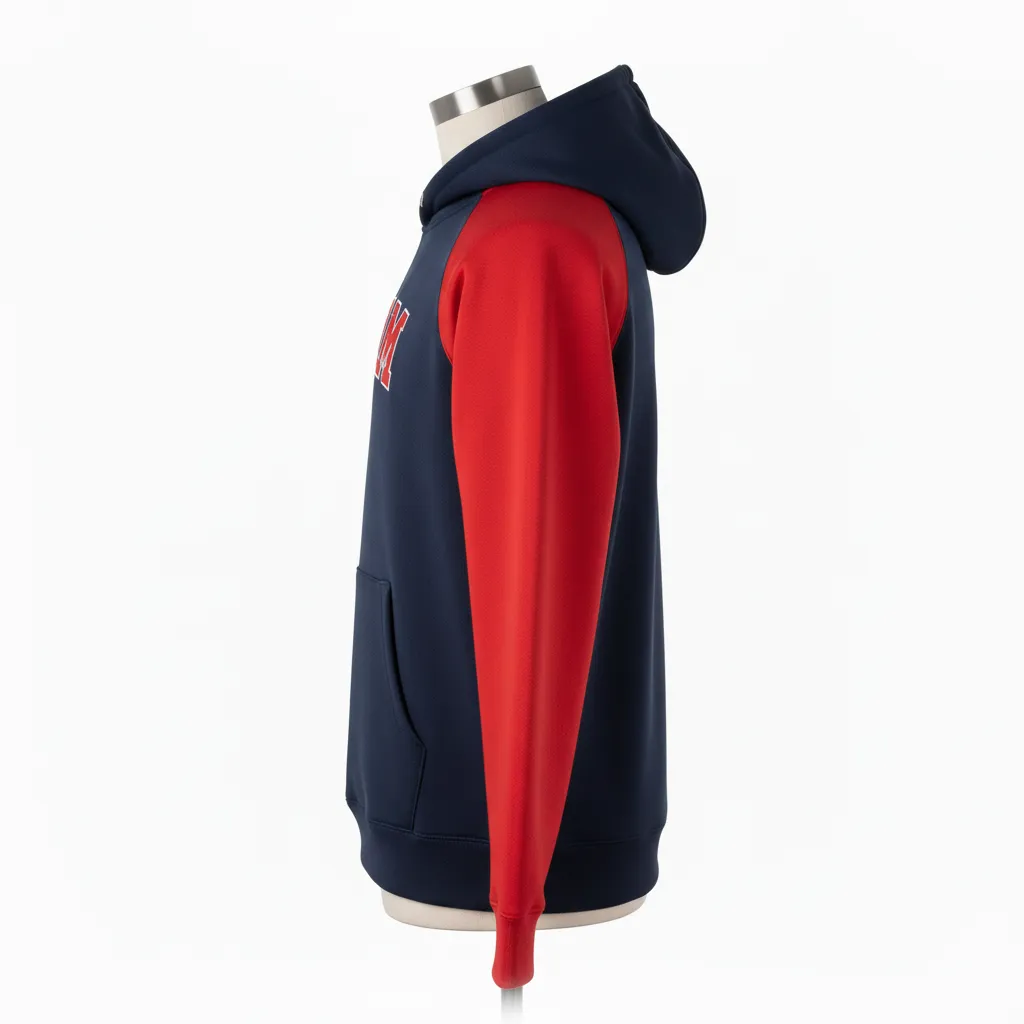 Custom Wrestling Pullover Hoodie - Black, Red - Raglan - Side View - Kinexa Sportswear
