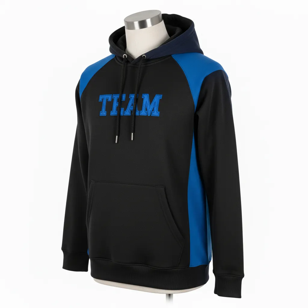 Custom Wrestling Pullover Hoodie - Black - Royal Raglan - Front View - Kinexa Sportswear