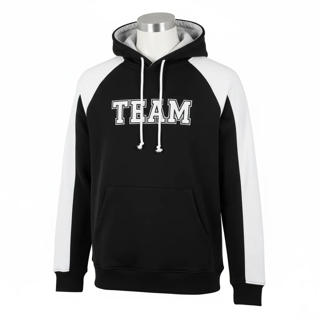 Custom Wrestling Pullover Hoodie - Black, White - Raglan - Front View - Kinexa Sportswear