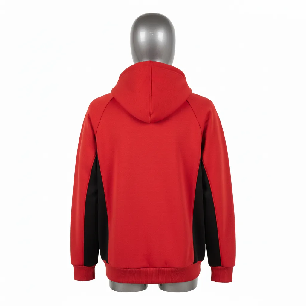 Custom Wrestling Pullover Hoodie - Black - Cardinal Side Panel - Back View - Kinexa Sportswear
