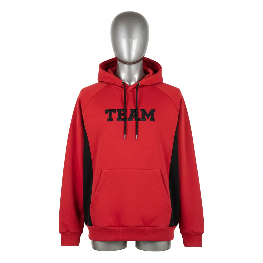 Custom Wrestling Pullover Hoodie - Black - Cardinal Side Panel - Front View - Kinexa Sportswear