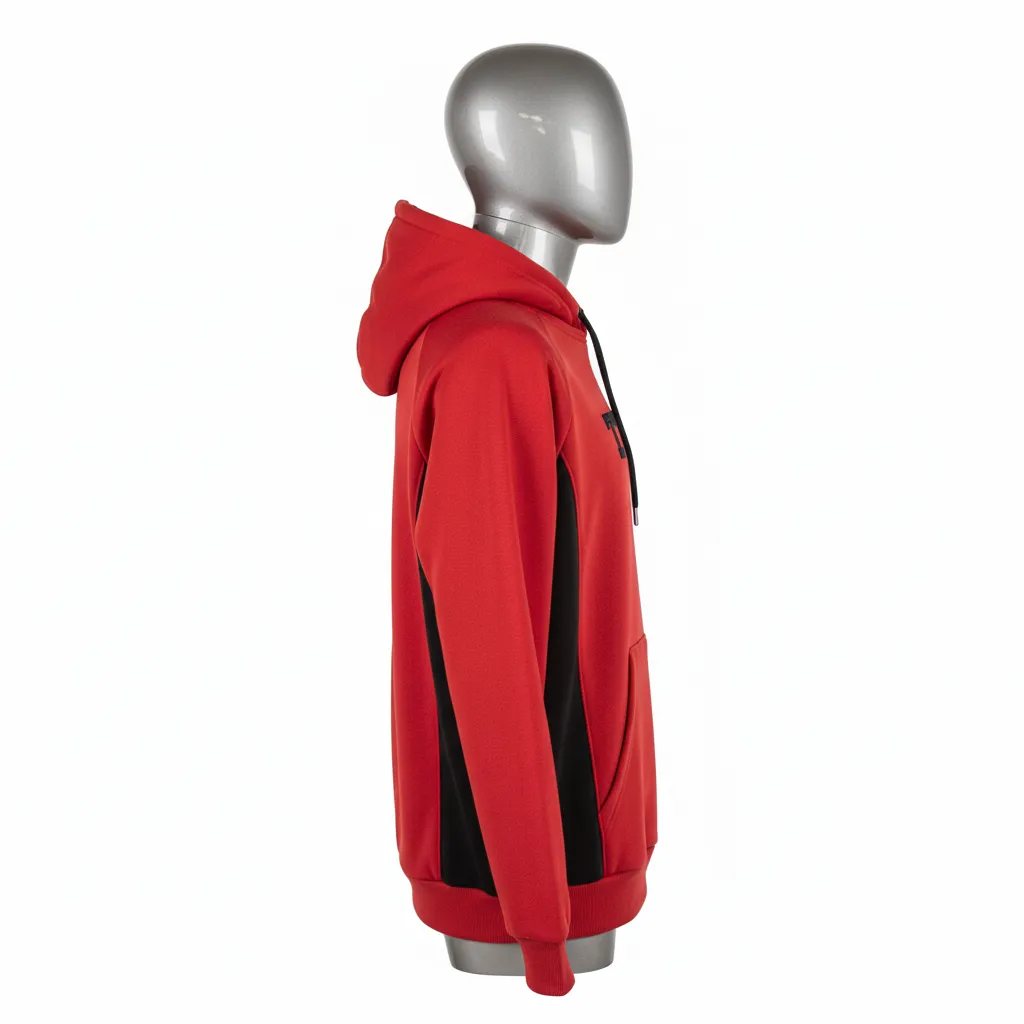 Custom Wrestling Pullover Hoodie - Black - Cardinal Side Panel - Side View - Kinexa Sportswear