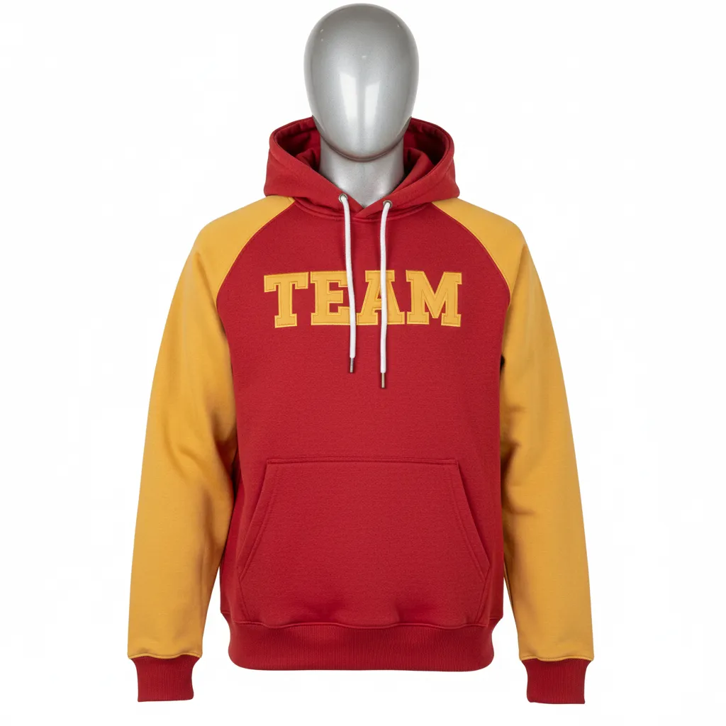 Custom Wrestling Pullover Hoodie - Gold - Cardinal Vegas Raglan - Front View - Kinexa Sportswear