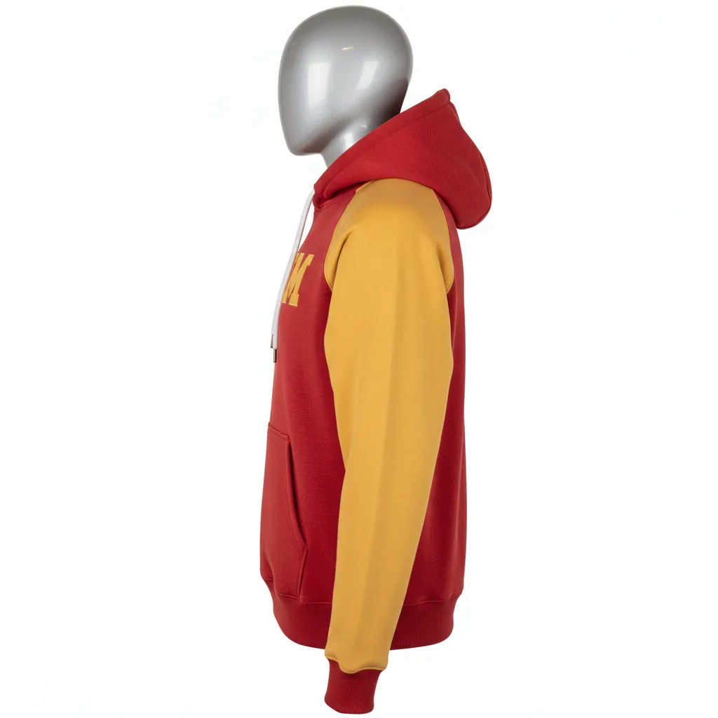 Custom Wrestling Pullover Hoodie - Gold - Cardinal Vegas Raglan - Side View - Kinexa Sportswear