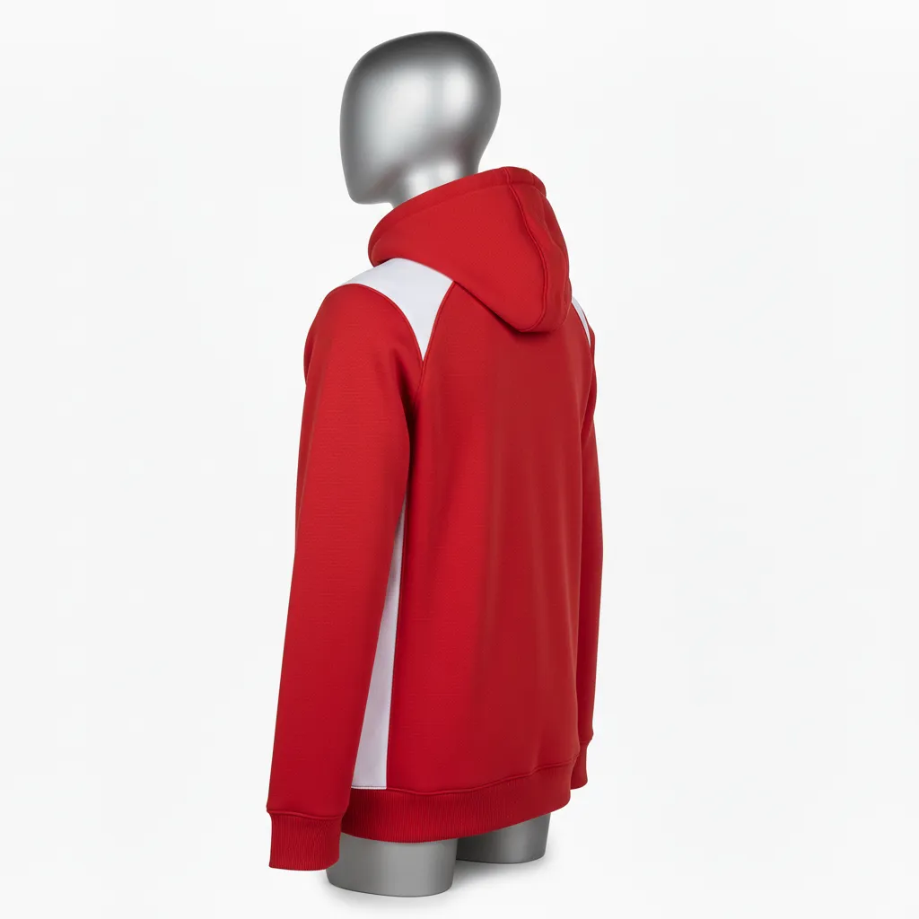 Custom Wrestling Pullover Hoodie - White - Cardinal Side Panel - Back View - Kinexa Sportswear