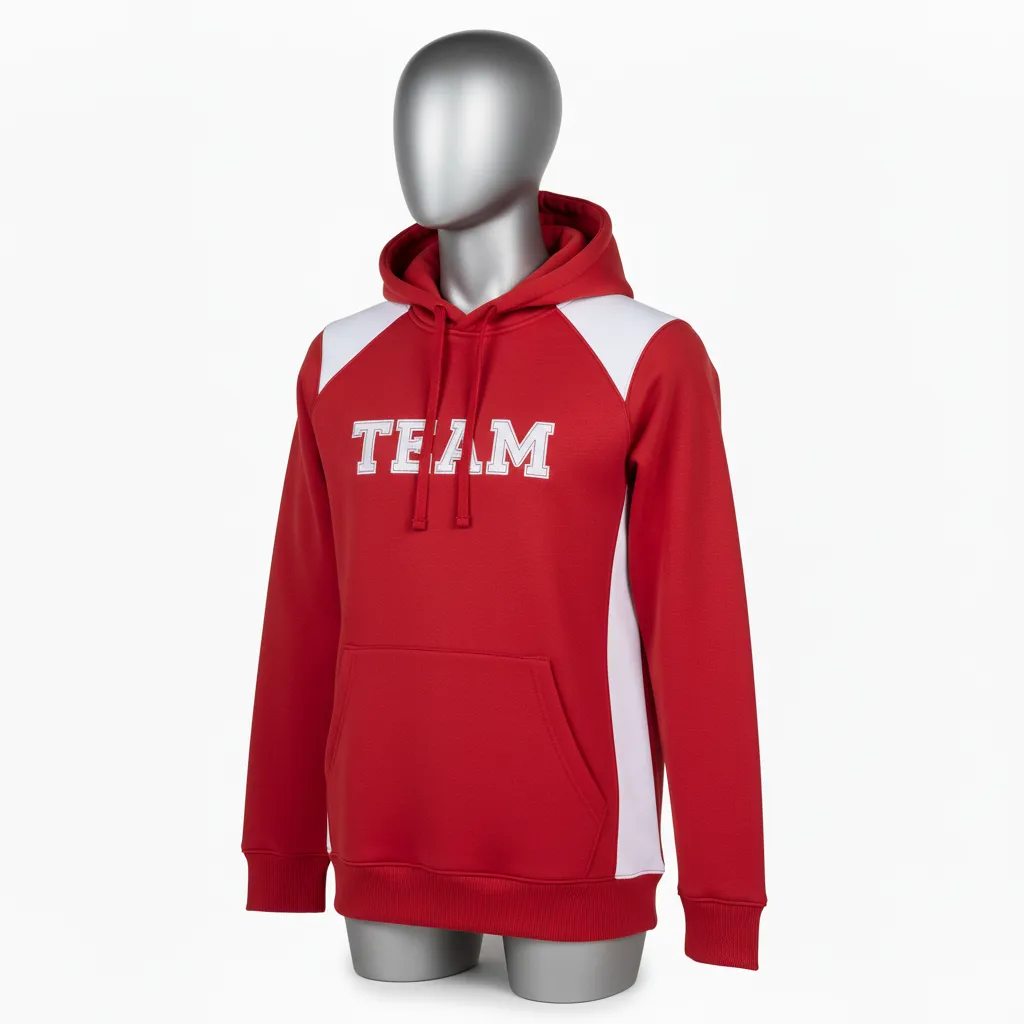 Custom Wrestling Pullover Hoodie - White - Cardinal Side Panel - Front View - Kinexa Sportswear