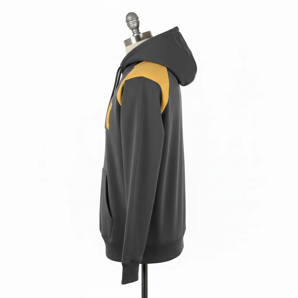 Custom Wrestling Pullover Hoodie - Gold - Charcoal Vegas Shoulder Stripe - Back View - Kinexa Sportswear