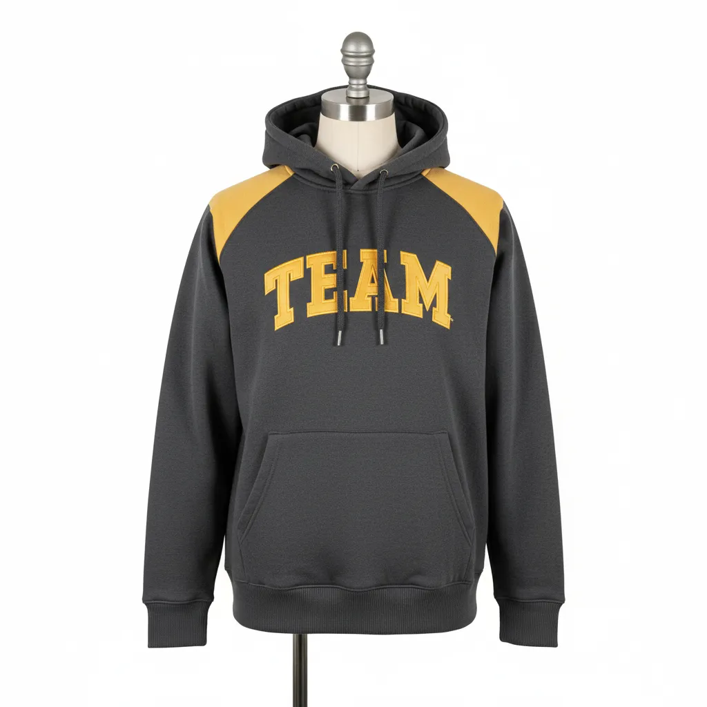 Custom Wrestling Pullover Hoodie - Gold - Charcoal Vegas Shoulder Stripe - Front View - Kinexa Sportswear