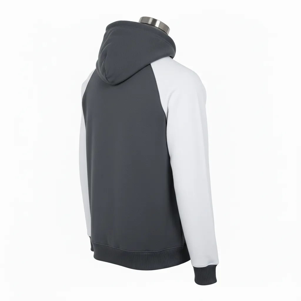 Custom Wrestling Pullover Hoodie - White - Charcoal Raglan - Back View - Kinexa Sportswear