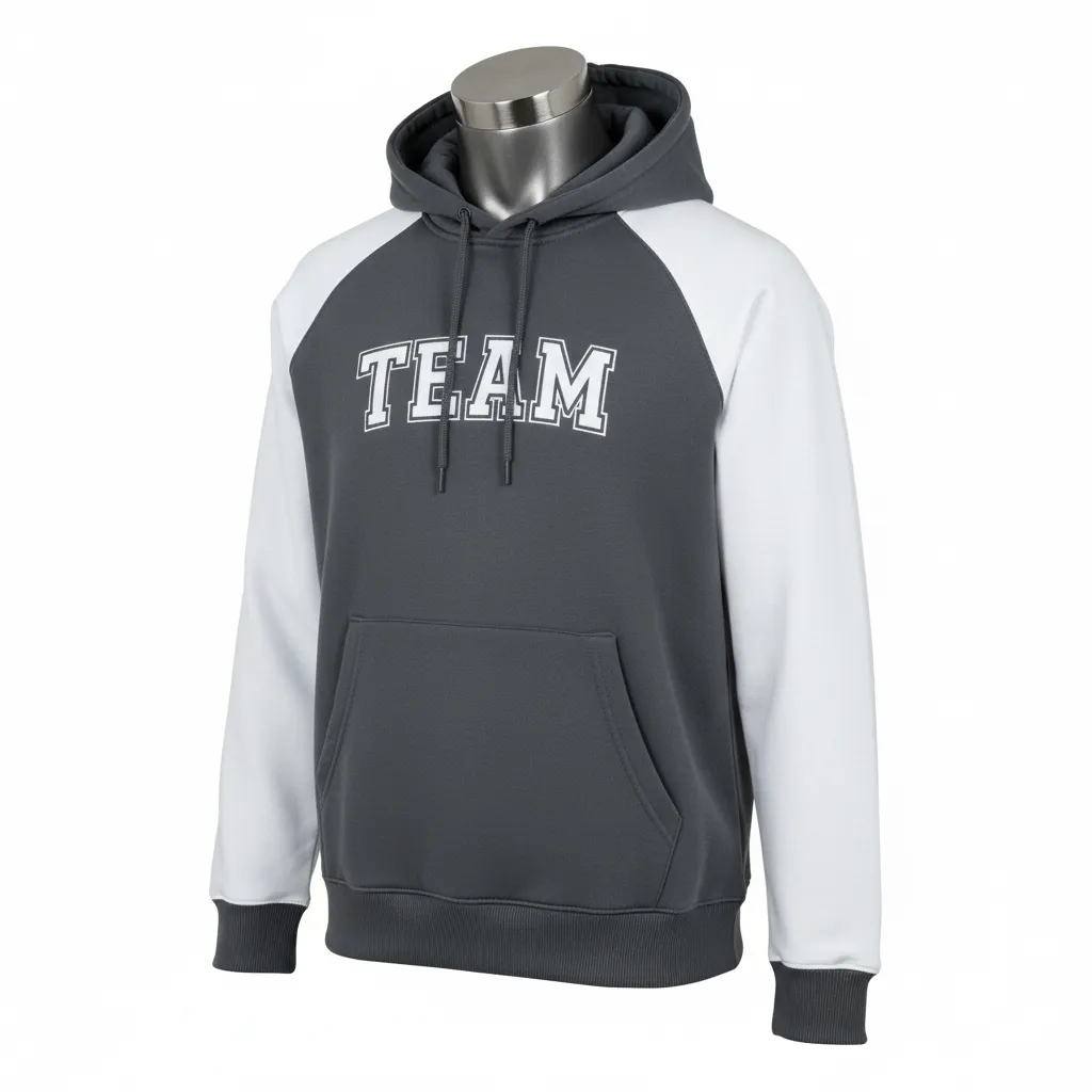 Custom Wrestling Pullover Hoodie - White - Charcoal Raglan - Front View - Kinexa Sportswear