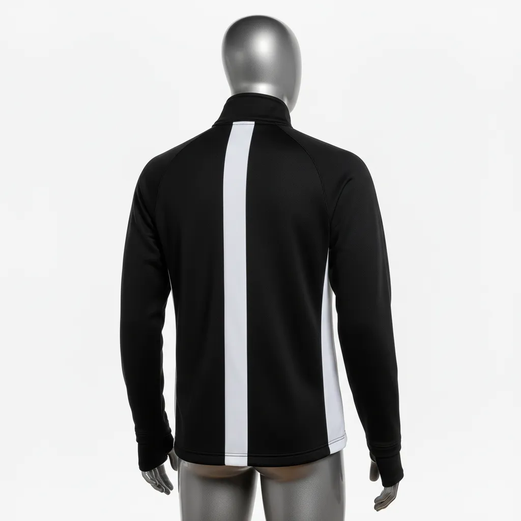 Custom Wrestling Quarter Zipper Warmup Jacket - Black, White - Side Insert - Back View - Kinexa Sportswear