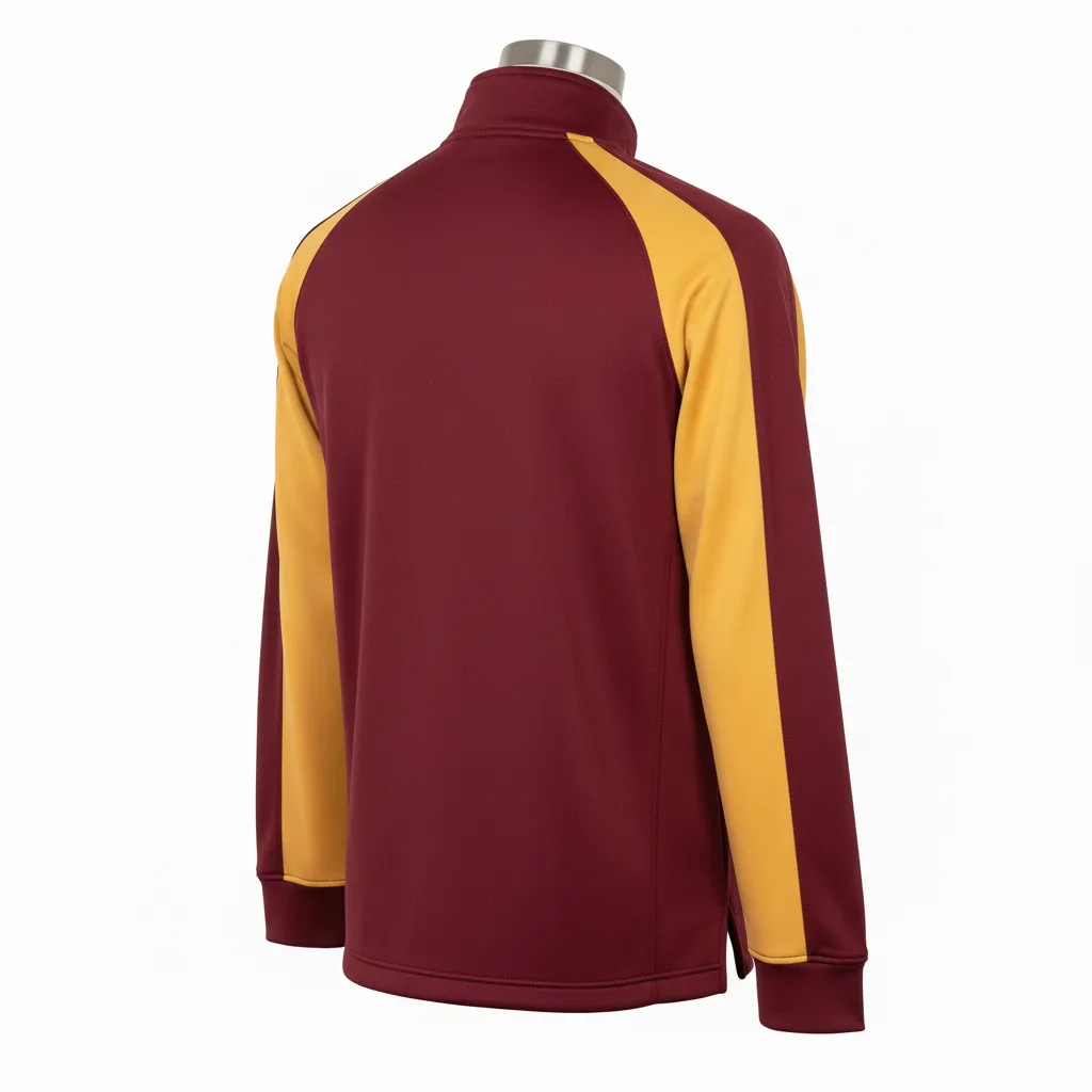 Custom Wrestling Quarter Zipper Warmup Jacket - Burgundy, Gold - Vegas Raglan - Back View - Kinexa Sportswear