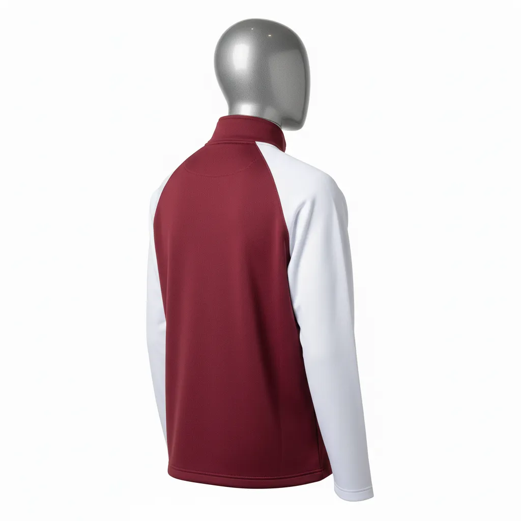 Custom Wrestling Quarter Zipper Warmup Jacket - Burgundy, White - Raglan - Back View - Kinexa Sportswear