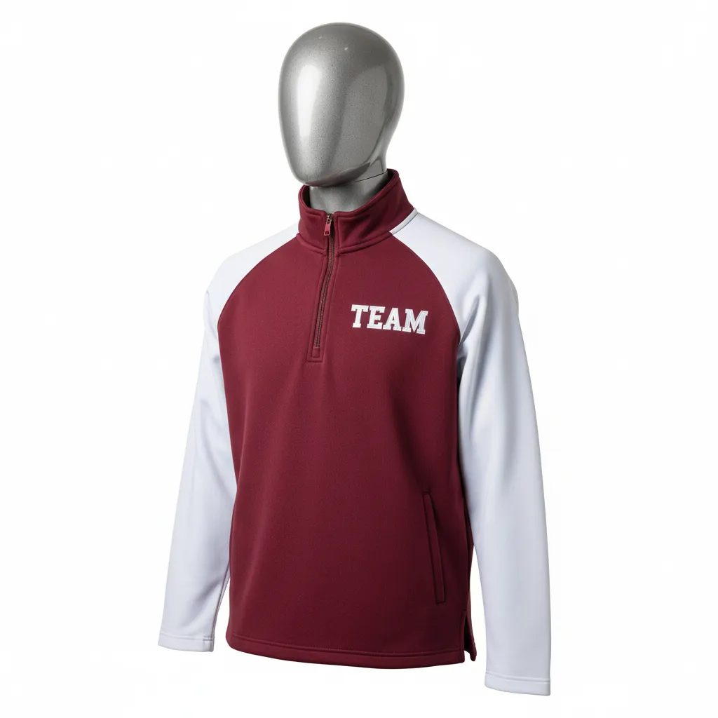 Custom Wrestling Quarter Zipper Warmup Jacket - Burgundy, White - Raglan - Front View - Kinexa Sportswear
