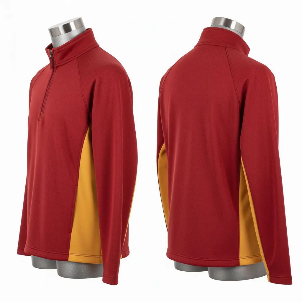 Custom Wrestling Quarter Zipper Warmup Jacket - Gold - Cardinal Vegas Side Insert - Back View - Kinexa Sportswear