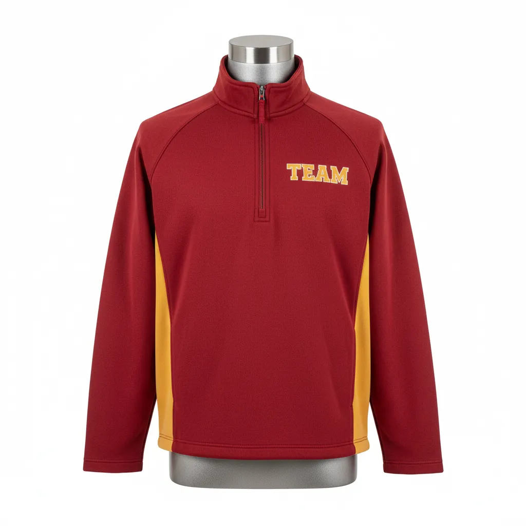 Custom Wrestling Quarter Zipper Warmup Jacket - Gold - Cardinal Vegas Side Insert - Front View - Kinexa Sportswear