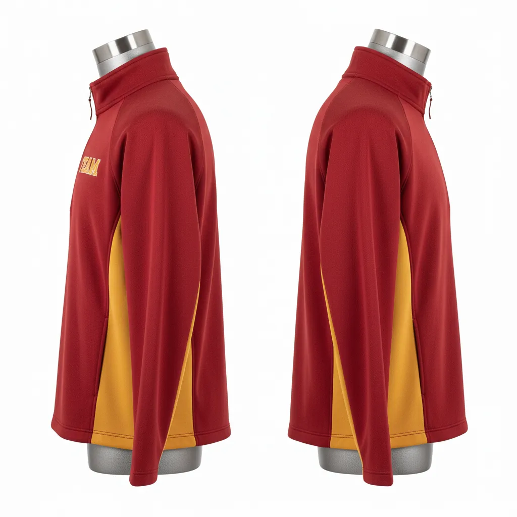 Custom Wrestling Quarter Zipper Warmup Jacket - Gold - Cardinal Vegas Side Insert - Side View - Kinexa Sportswear